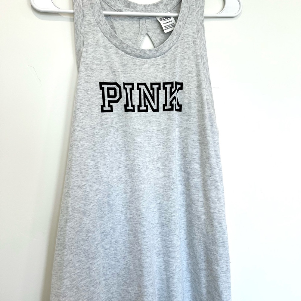 PINK Victoria's Secret Gray Open Back Tank Top